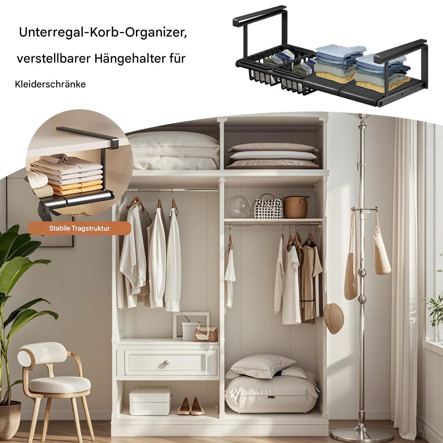 Generisch Cesta para armario de cocina, organizador extensible para cocina, baño, dormitorio, armario, despensa, cuarto de lavandería