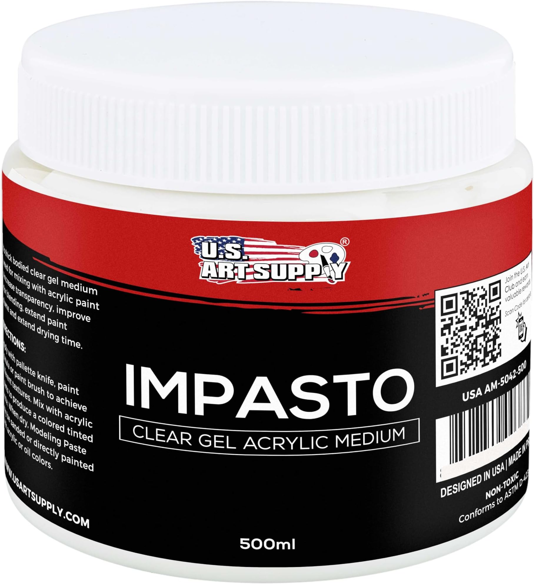 Impasto Clear Acrylic Gel Medium (500ml Tub) - Layering & Extending Acrylic Paint