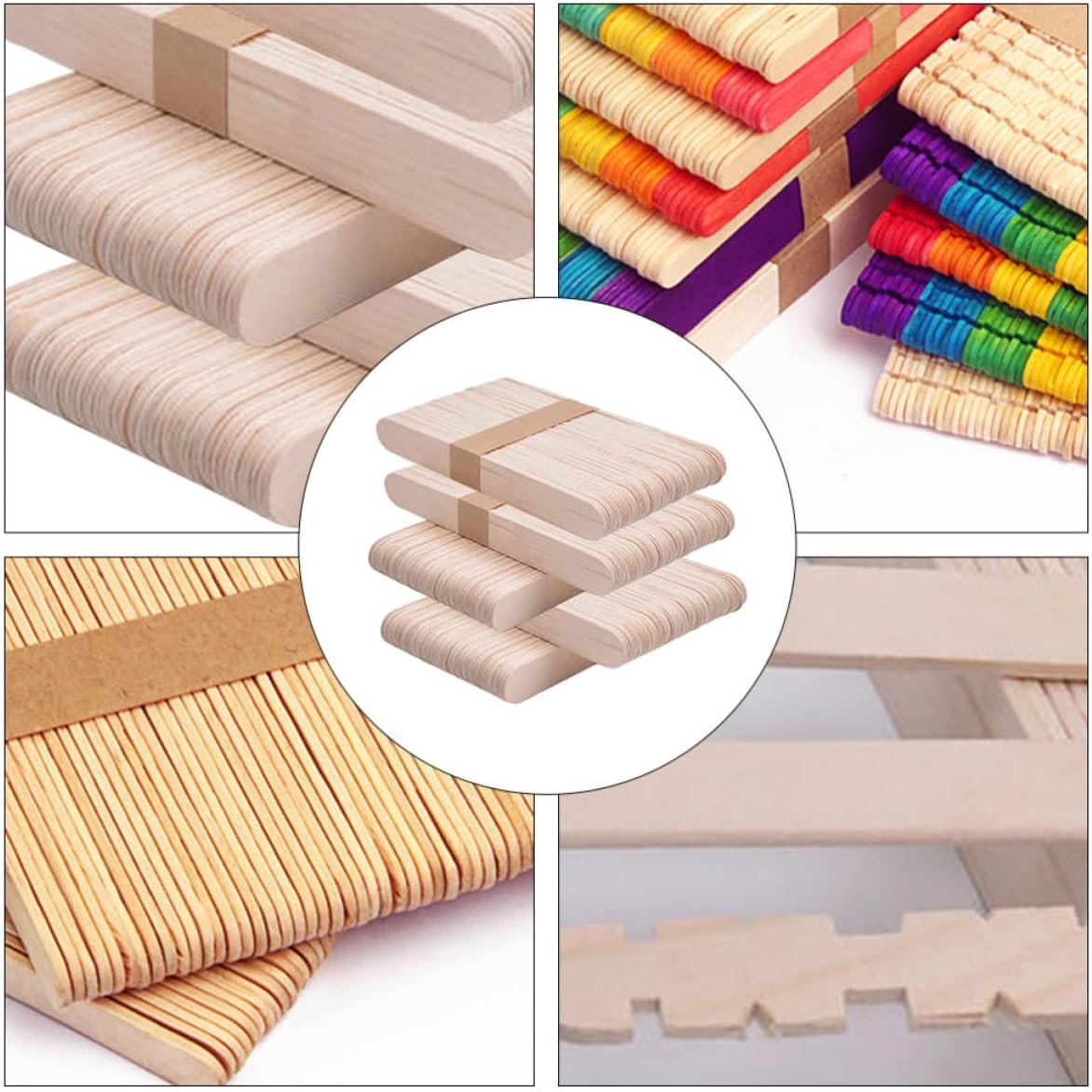 250pcs Wooden Craft Sticks for Students and Teachers, 5 Bundles
