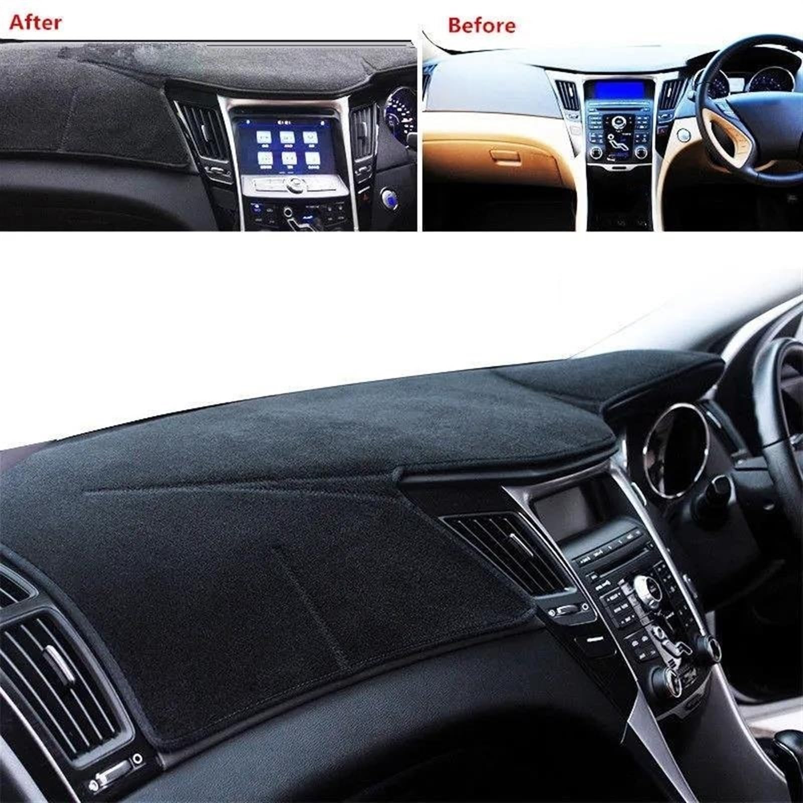 Tappetino Cruscotto Per Hyundai Per Sonata I45 I40 2010 2011 2012 2013 2014 YF Dashmat Copertura Cruscotto Tappetino Parasole Proteggi Tappeto Copertura Cruscotto(Black Edge LHD)