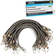 XSTRAP STANDARD 20 Pcs Mini Bungee Cords with Hook, 10-Inch Elastic Straps | Small Rubber Stretchy Cords for Bikes Camping Tools Tarp Covers Canvas Canopies Cargo Hang Christmas Ornaments, Camouflage