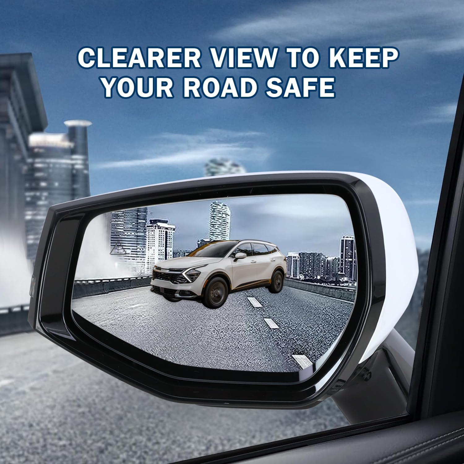 Left Driver Side Mirror Compatible With 2023 2024 2025 Kia Sportage With Manual Folding Power Glass Heated Turn Signal Blind Spot White Replace#87610P1060(8Pins)