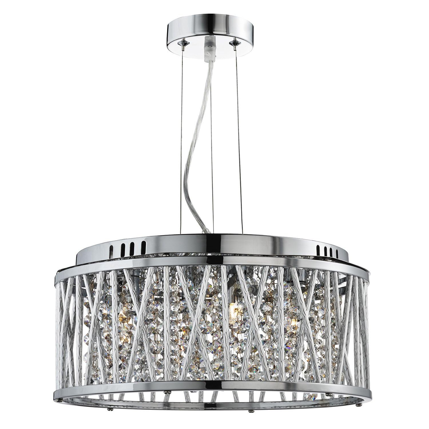Searchlight Lighting Chrome Searchlight 8334-4Cc Elise 4 Light Ceiling Pendant Light In With Crystal Droplets