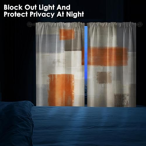 Vista 110 de Cortinas geométricas de cocina negras y grises de 63 pulgadas de largo, juego de 2, cortinas grises y blancas para dormitorio, sala de estar, Gris