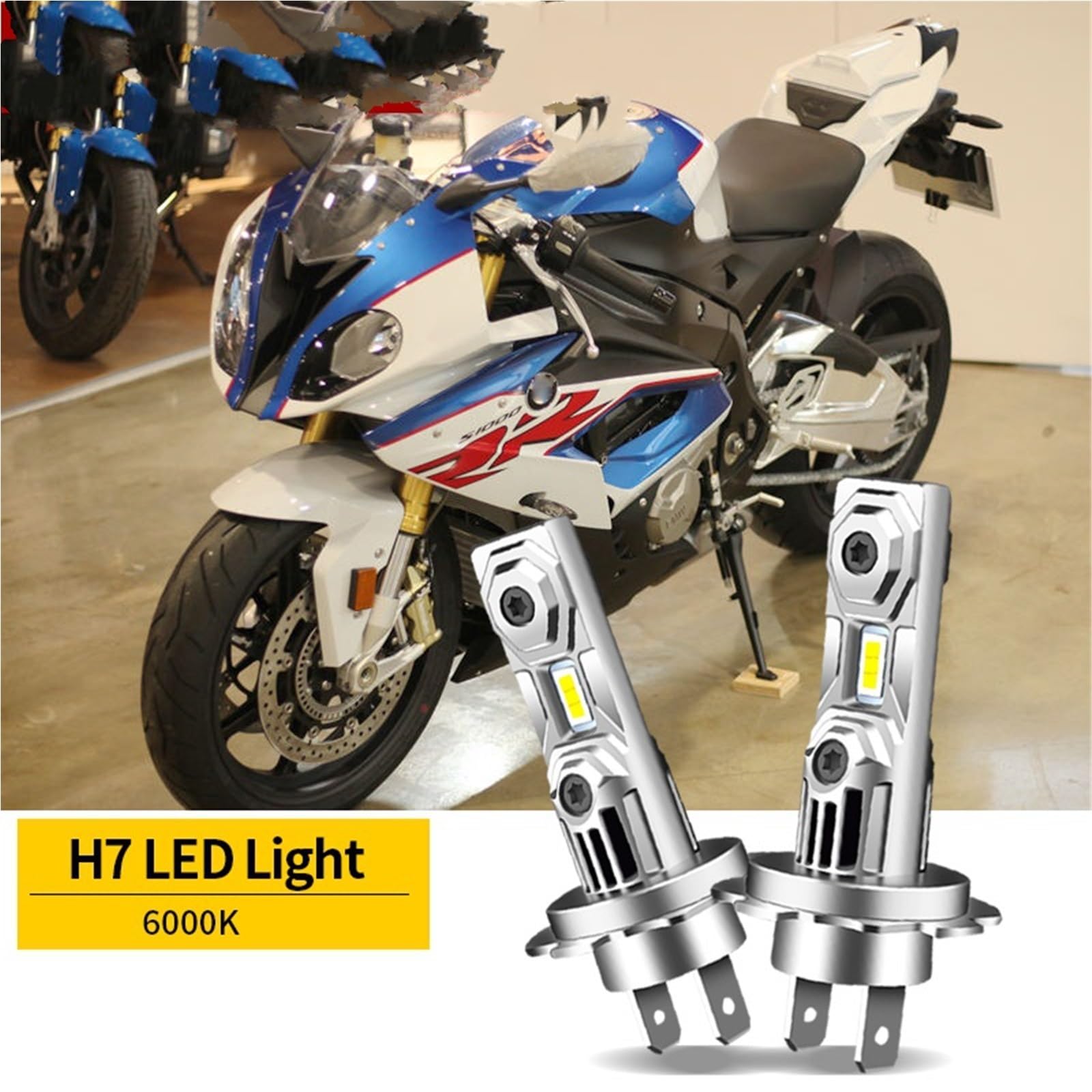 Kit de phares Phares LED H7 6000 K blancs 12 V pour moto 30 W, adaptés à la BMW S1000RR 2009-2018 Phare de moto(2PCS LED H7 White)
