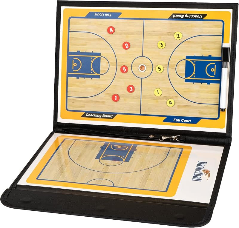 Tablero de entrenamiento de baloncesto plegable, portapapeles magnético de tácticas de baloncesto | con marcador de borrado en seco y marcadores magnéticos, tablero de estrategia portátil para entrenamiento y partidos de entrenadores, gran regalo para entrenador