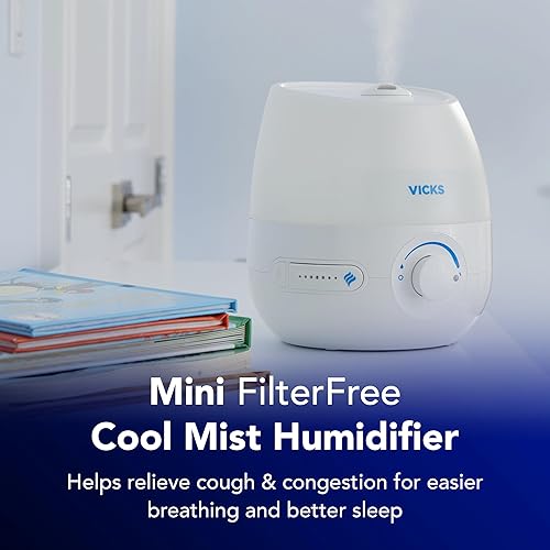 Miniatura 3 de Vicks Mini humidificador de vapor refrescante sin filtro, para habitación pequeña – Control de niebla variable – Funciona con Vicks VapoPads
