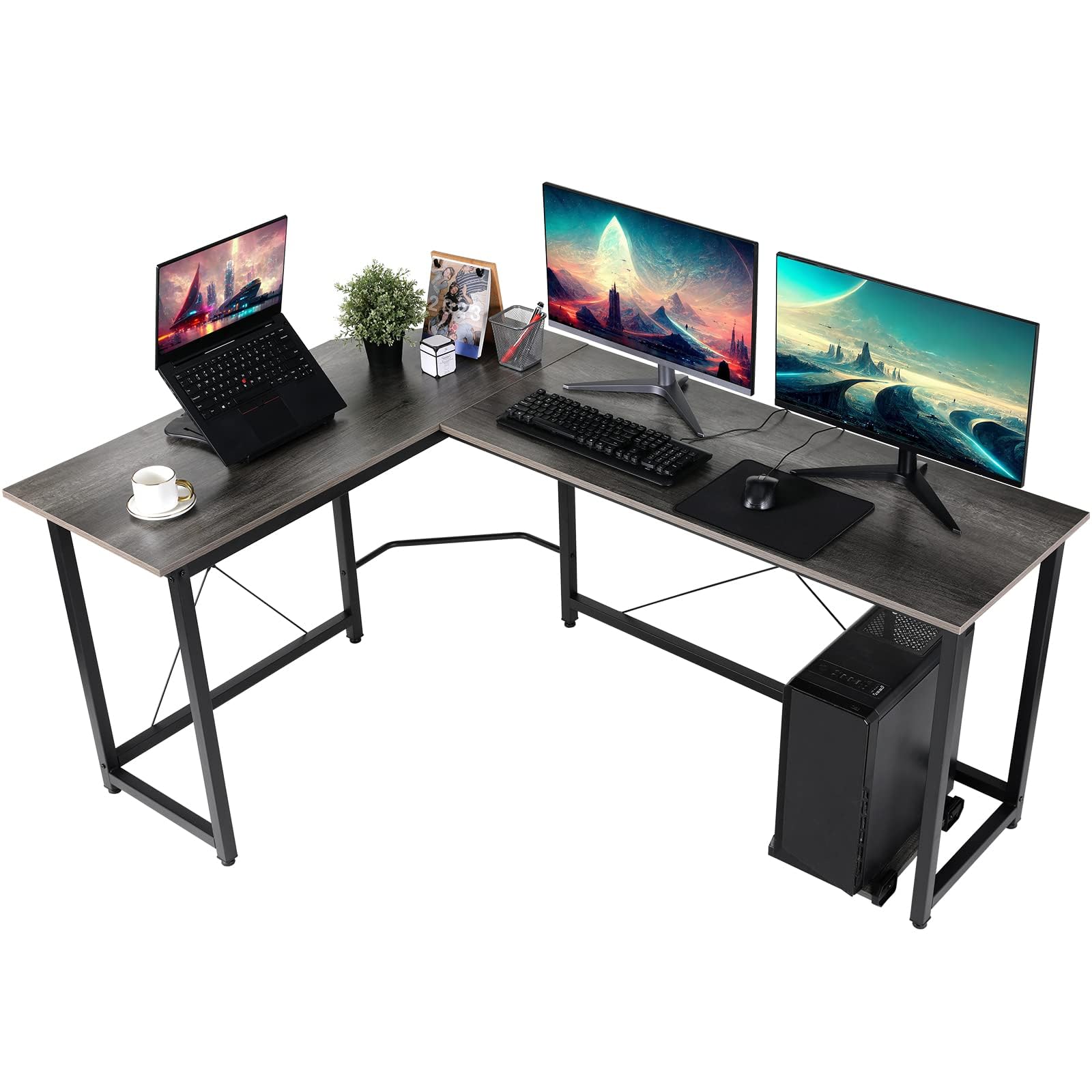 Clevich L-Shaped Desk, 66 inch Sturdy Computer PC Laptop Table, Home ...