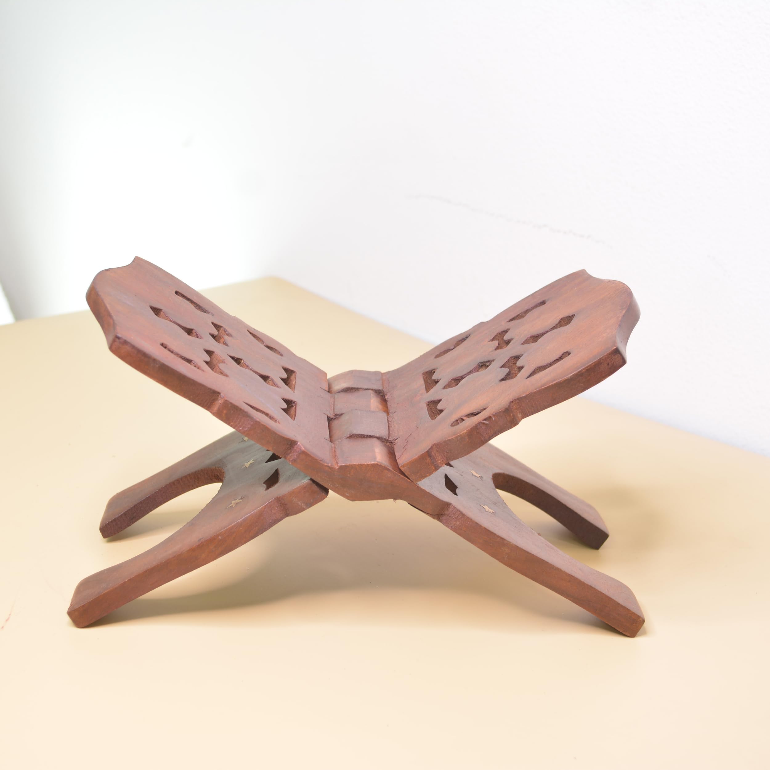 Santarms Wooden Holy Book Stand Rehal for Pooja Reading Geeta Bible Quran Books (10 INCH)