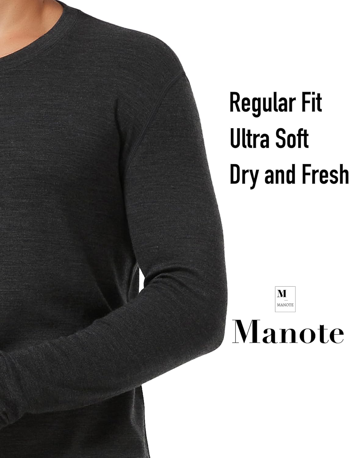 100% Merino Wool Base Layer Mens, Midweight Long Sleeve Thermal Shirts, No-Odor Underwear (US, Alpha, Medium, Regular, Regular, Charcoal Grey) - Image 6