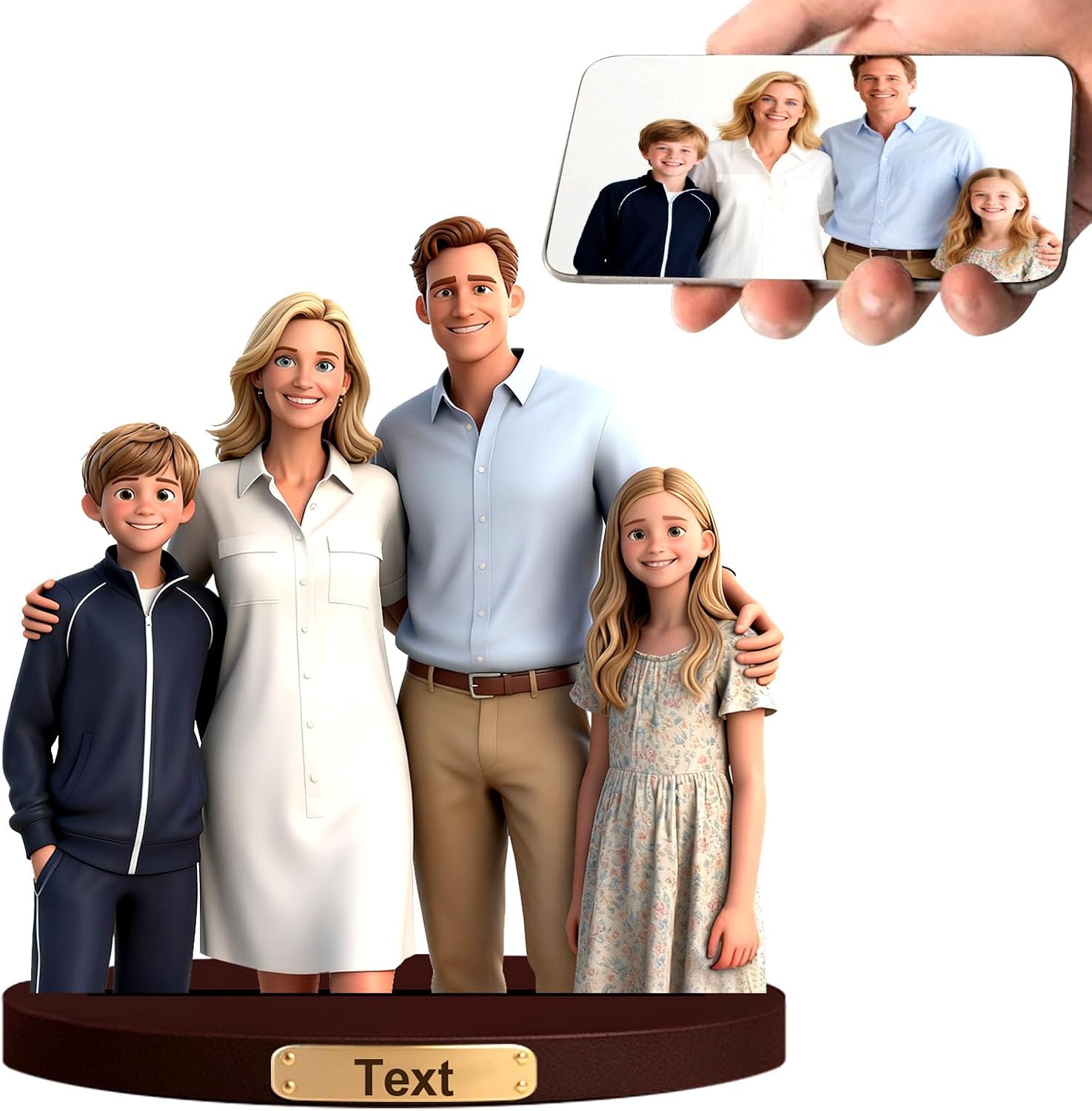 Personalized Family Figurine Acrylic Desk Ornament Custom Photo 3D Effect Cartoon Style Desk Decor From You Picture Cartoon Figurine Desktop For Office Gift's For Dad Mom Men Women (Cartoons)