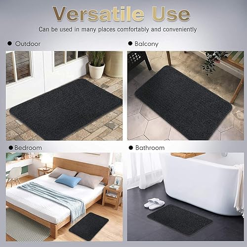 Vista 76 de ITSOFT Alfombra de poliéster antideslizante para puertas de interior y exterior, súper absorbente y lavable a máquina Beige