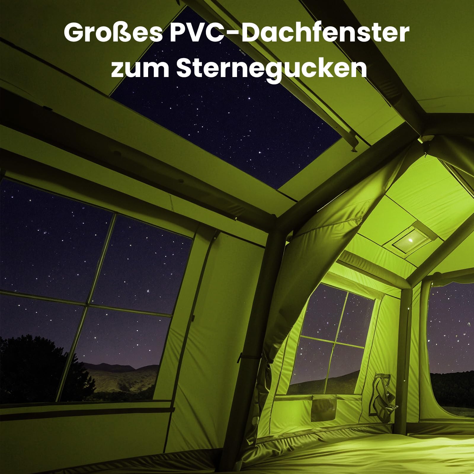 Ytaoeo Aufblasbares Zelt für 8-10 Personen Outdoor Camping Zelt mit Kaminöffnung Vordach Aufblasbares Campingzelt aus Wasserdichtem Oxford-Stoff Air Glamping Zelte