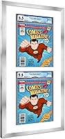 Vista 100 de Poster Palooza Marco de cómic con paspartú para 2 cómics CGC, CBCS o PGX Graded Comics – Marco de cómic negro para cómics de 8.125 x 13 pulgadas