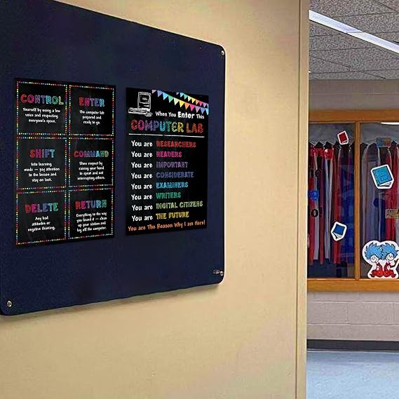 Pack 2 Computer Lab Posters, 16x24, Computer Classroom Posters, Technology Class, Classroom Decor, Computer Science, Welcome to Computer Lab, Computer Shortcuts - Unframed