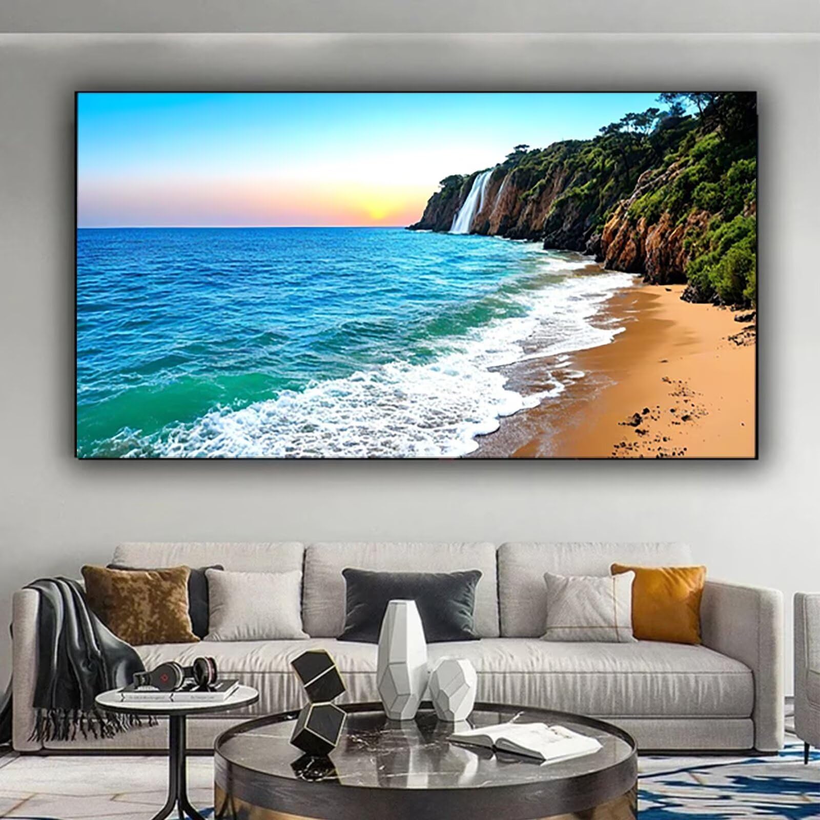 Malen nach Zahlen Kinder Meer Malen Nach Zahlen Erwachsene, Geschenke für Mädchen Junge Bastelset Set, Malen nach Zahlen Strand | Malen nach Zahlen Ohne Rahmen, (60x120cm) Bastelset Erwachsene 1-R