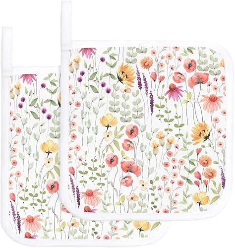 Miniatura 1 de Soportes para ollas para cocina, resistentes al calor, juego de soportes para ollas para horno, almohadillas calientes para horno, hojas verdes,