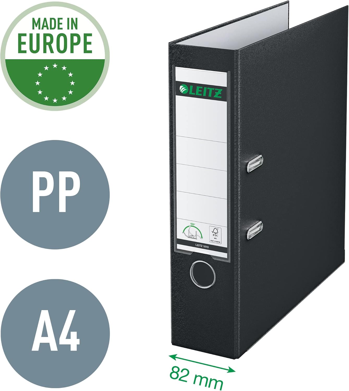 Leitz 10105095 Qualitäts Folder Plastic 180Â ° Slots A4 Wide Black