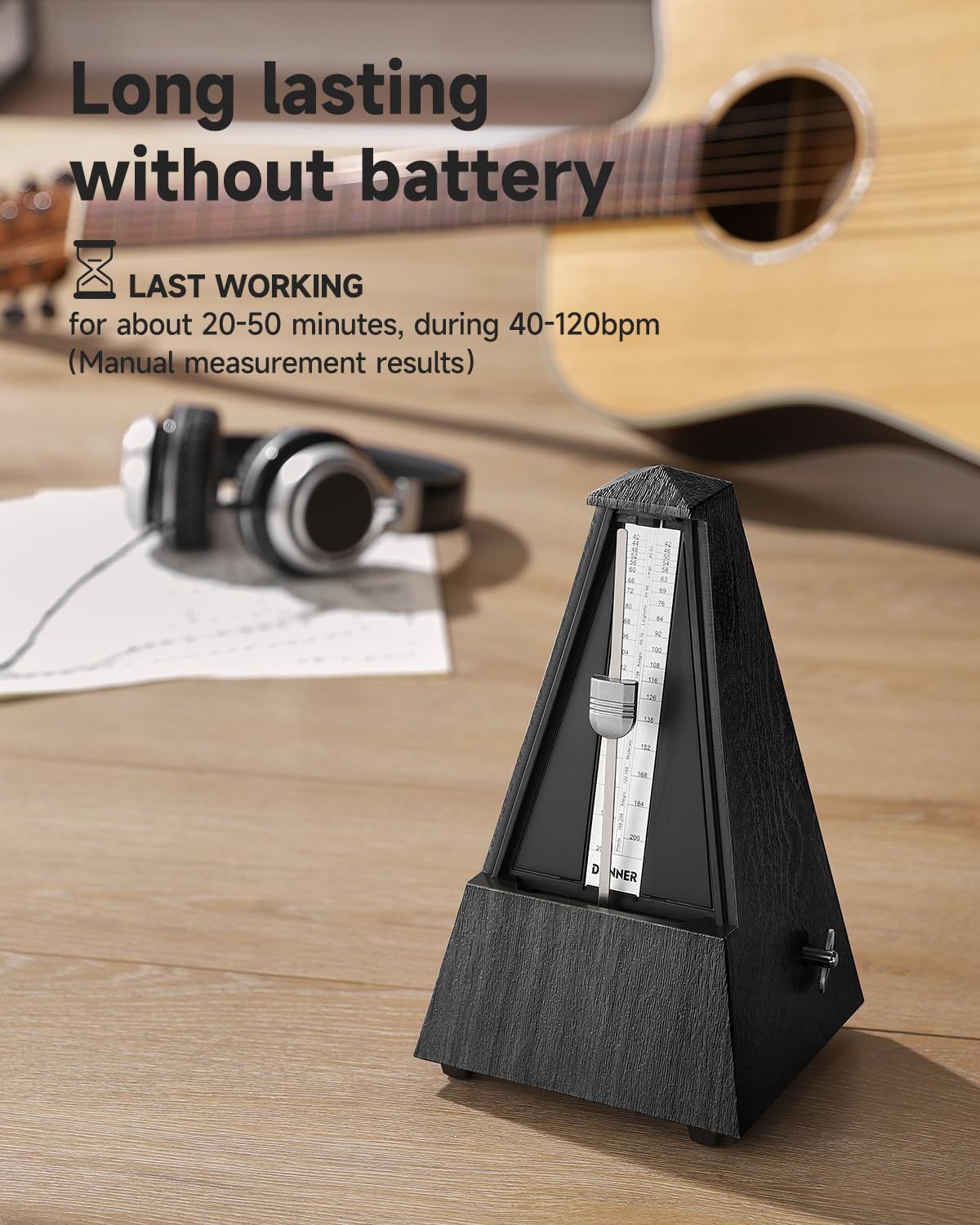 Donner Mechanical Metronome for Piano Guitar Drum Violin Saxophone Musician, Track Beat and Tempo, Loud Sound, Steel Movement, DPM-1, Black