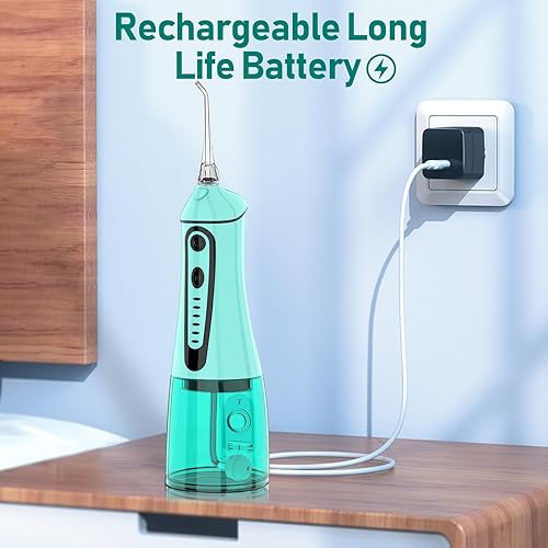 Miniatura 6 de Grinest - Irrigador dental de agua, 7 modos recargables de agua para limpieza de dientes, irrigador oral inalámbrico, portátil, IPX7, impermeable,