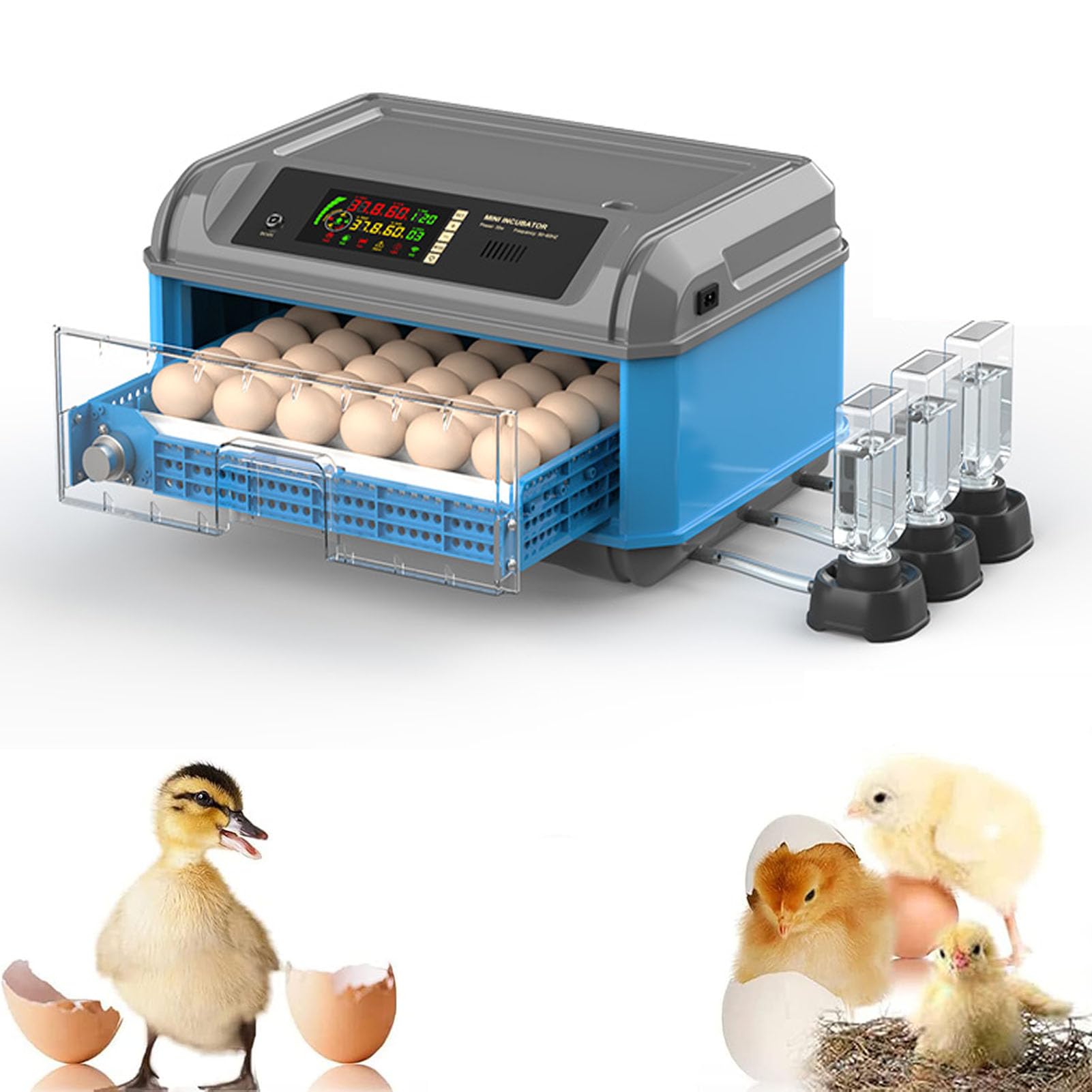 Automatyczna wylęgówka do jajek 24–500 jaj, materiał do inkubatora jajek, automatyczne obracanie, automatyczna regulacja temperatury/wilgotności, automatyczne dodawanie wody, do jaj kurzych