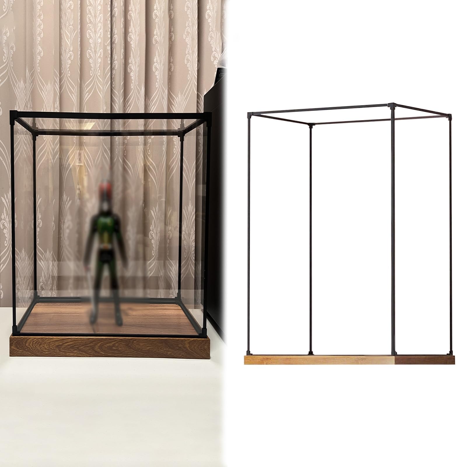 Pudełka Akrylowe Gablota o Wysokości 15 20 25 30 35 40 50 60 70 cm, Przezroczysta Akrylowa Gablota z Aluminiową Ramą, Sześcienna, Pyłoszczelna Gablota do Rękodzieła(L25xW30xH60cm/10x12x24")