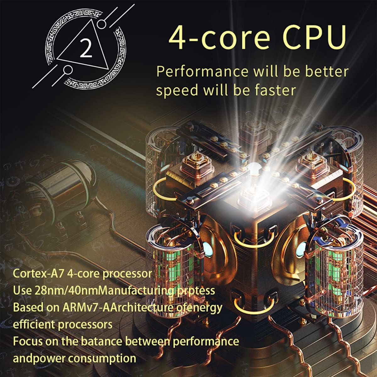 Car radio screen showing a music player interface with album art and track information, highlighting support for APE/FLAC lossless audio formats.