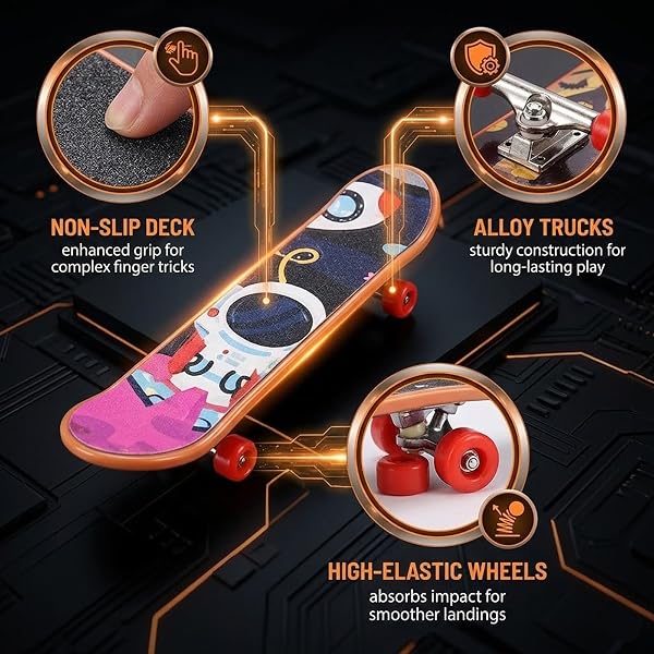 JYXNU Finger Skateboards, 15x Mini Finger Skate Profesionales Mini Diapasón Monopatines para Dedos Fingerboards Juguete Skatepark Regalo Creativo de Juegos Deportivos para Niños (Estilos aleatorios) - 3