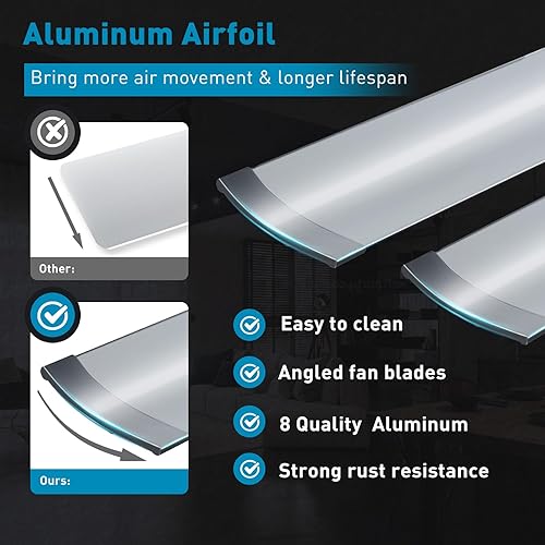 Miniatura 5 de Ventilador inteligente industrial de techo de 72 pulgadas con luz y control remoto a través de WiFi Alexa, ventilador de techo grande con 8 aspas de