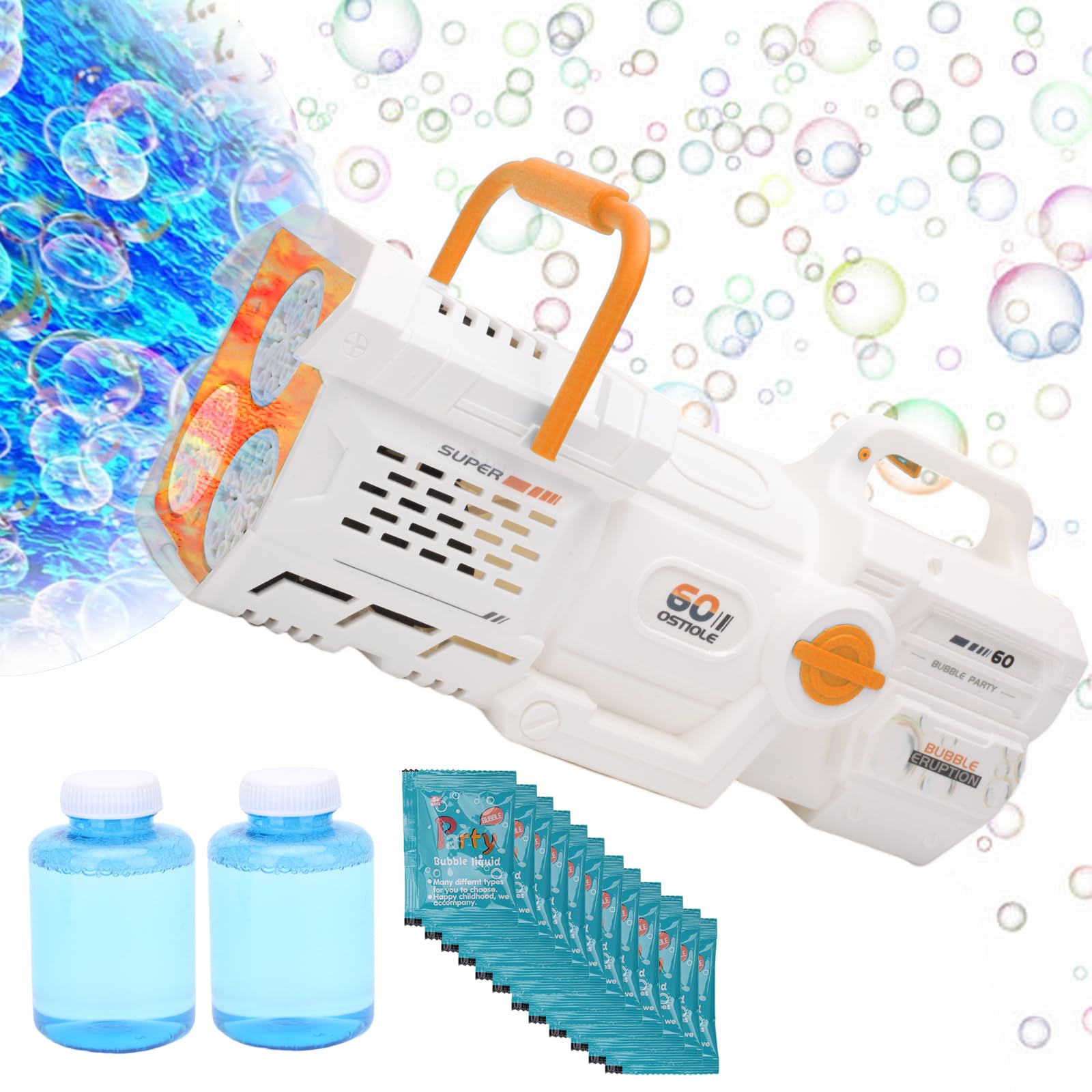 Automatic Bubble Gun (no dip Version), Bazooka Bubble Gun Outdoor Toy, Suitable for Boys and Girls 3 4 5 6 7 8 9 10 11 12 Suitable for Children Adult Party Wedding Gifts (Orange)