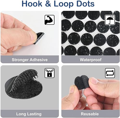 Miniatura 2 de Puntos autoadhesivos, 400 unidades (200 pares) tiras adhesivas redondas de 0.79 pulgadas, puntos circulares pequeños, cintas adhesivas para el