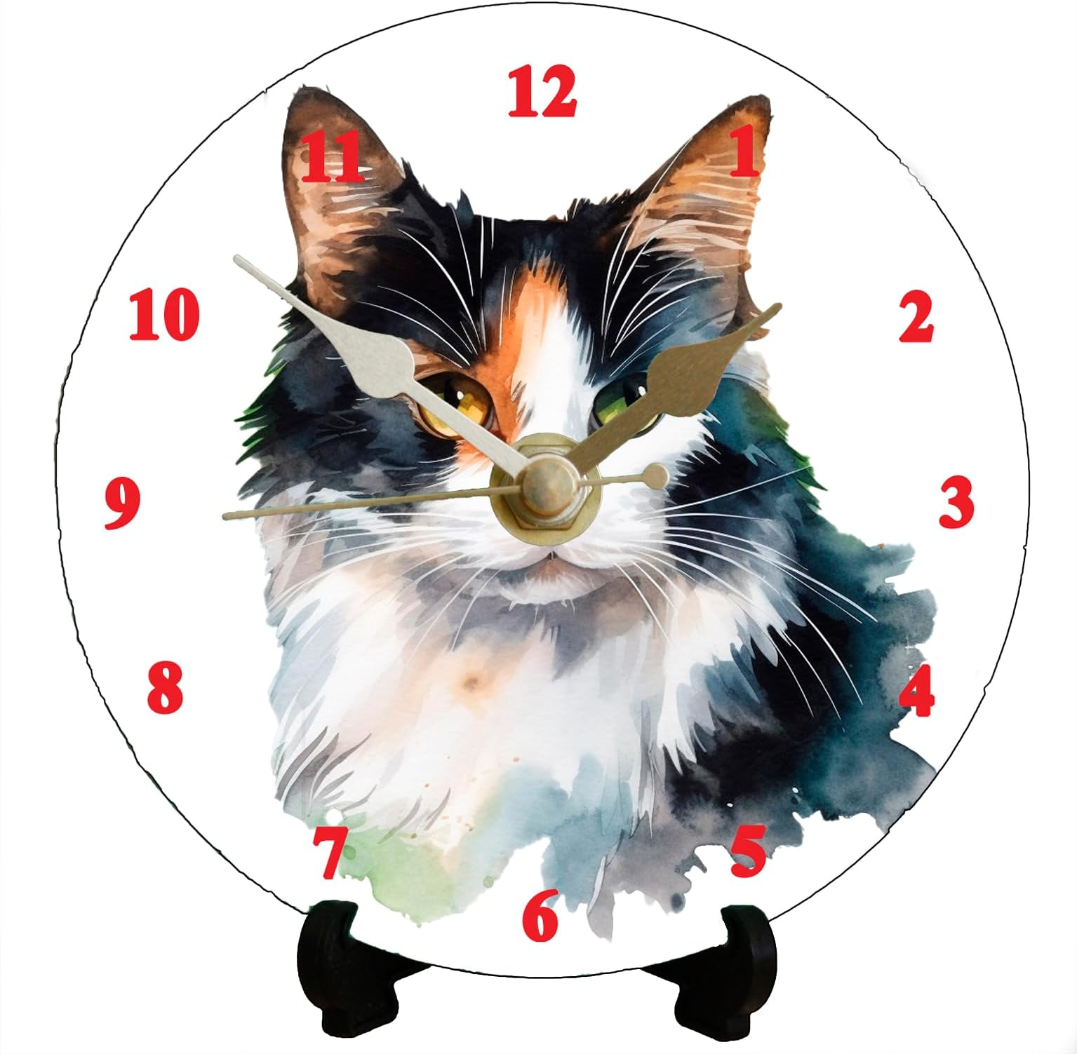 Calico Cat Clock - DIY 12cm Metal Clock Kit of your feline friend - Desk or Wall clock, sent Free post