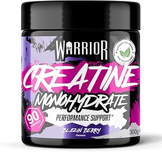 Warrior Creatine Monohydrate Powder 300g (60 Servings) – Pure Micronised Creatine Powder Supplement for Men & Women, Pre & Post Workout Strength, Muscle Growth & Recovery, Vegan – Blazin Berry