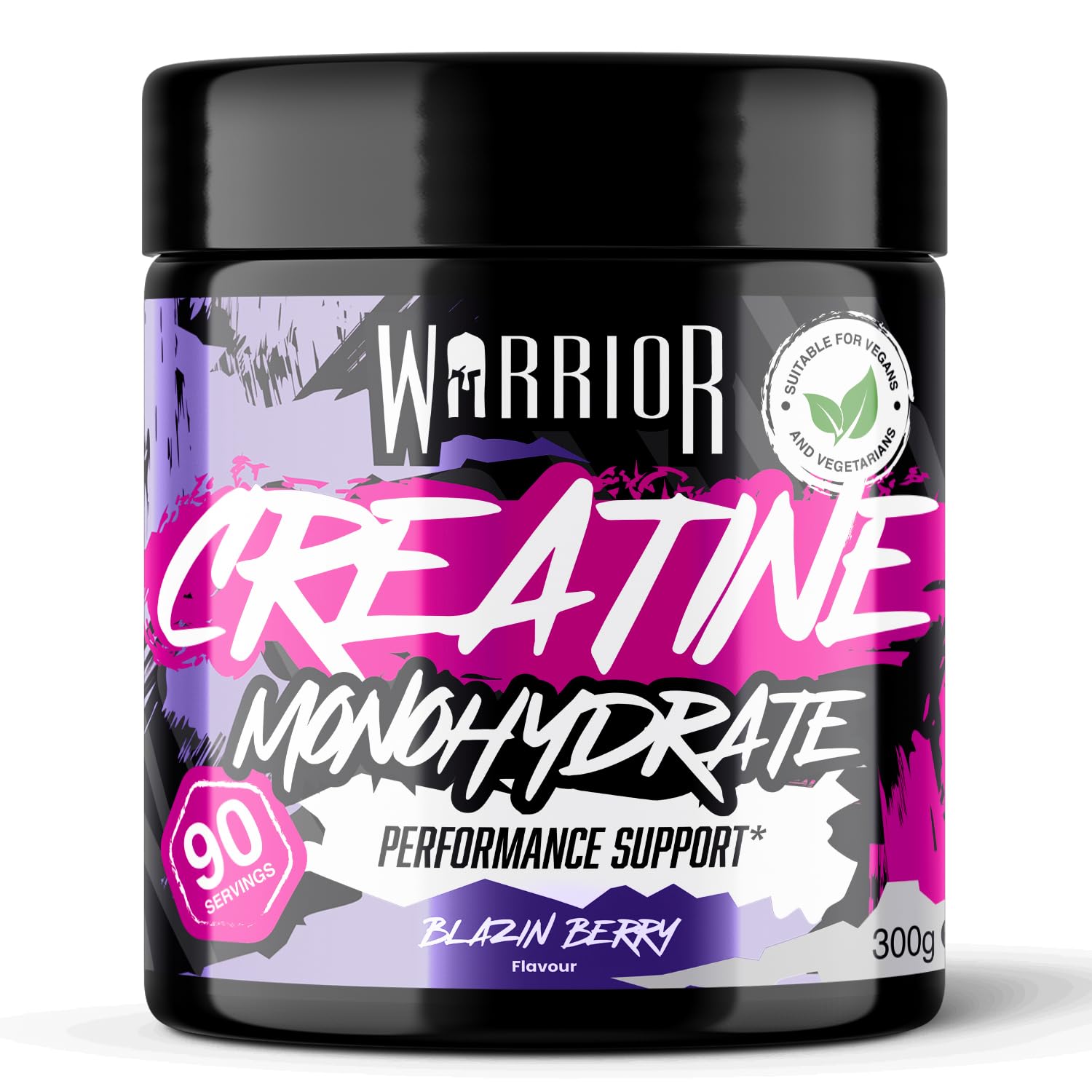Warrior Creatine Monohydrate Powder 300g (60 Servings) – Pure Micronised Creatine Powder Supplement for Men & Women, Pre & Post Workout Strength, Muscle Growth & Recovery, Vegan – Blazin Berry
