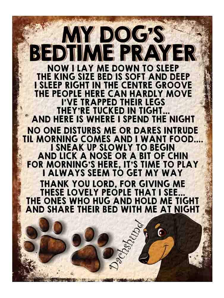 Shawprint Limited Dachshund Shawprint My Dog's Bedtime Prayer Retro Style Metal Tin Sign/Plaque Dog Breeds ( Cute Dog)