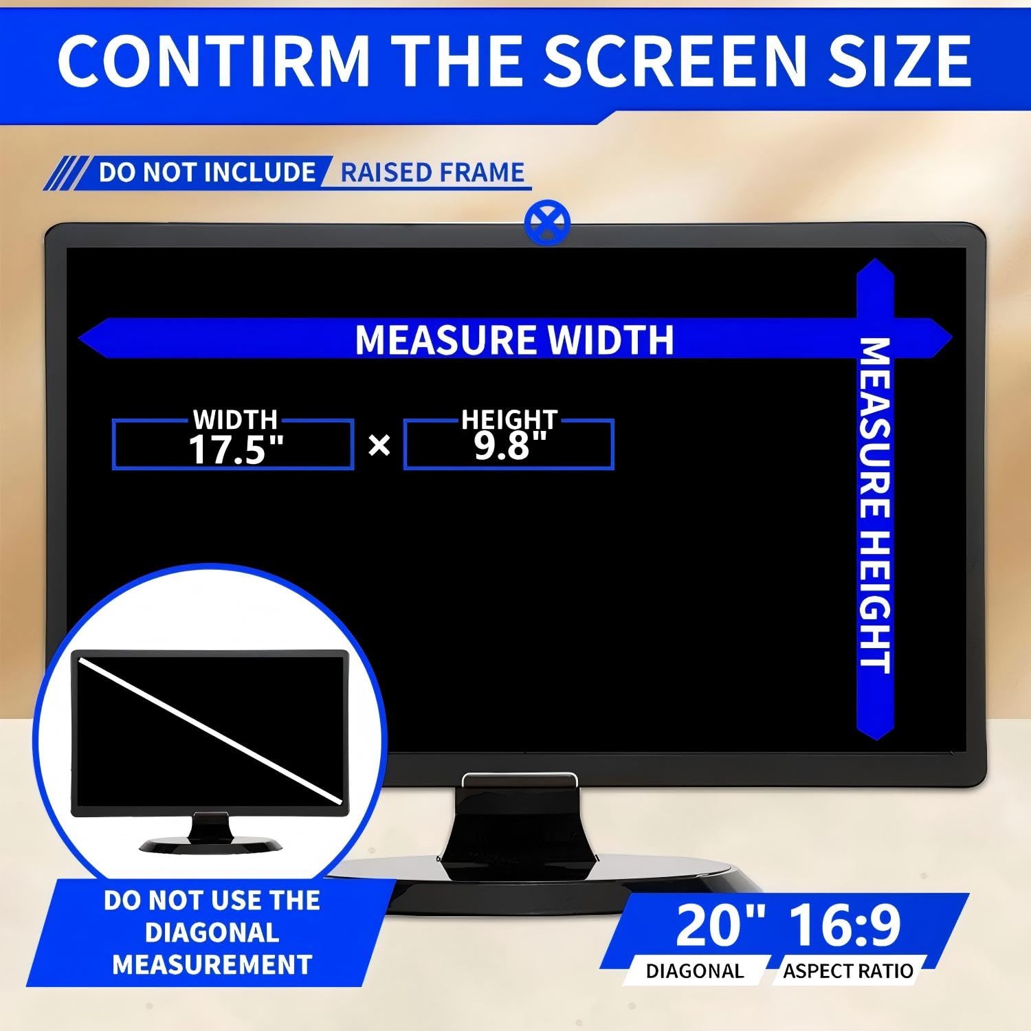 JiSiTeCai - 20 Inch Computer Privacy Screen Filter (16:09) - Premium Anti-Glare Computer Screen Cover - Anti Scratch - UV & Blue Light Screen Protector