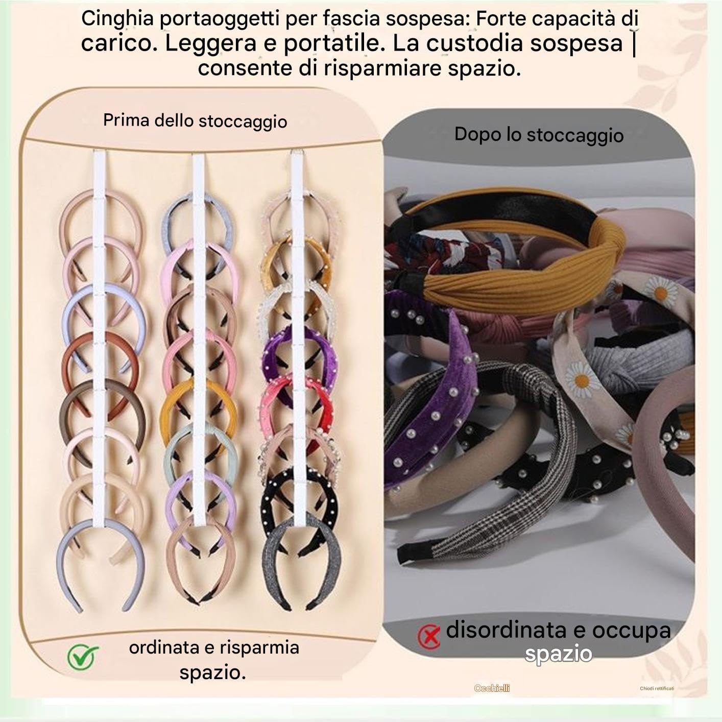 Supporto Per Fascia - Organizer Per Fascia 2 Pezzi | Organizer Per Cerchietti Per Capelli Bianco Da Appendere, Supporto Per Fasce Per Capelli Montato A Parete, Per Il Bagno 'armadio Delle Donne, D