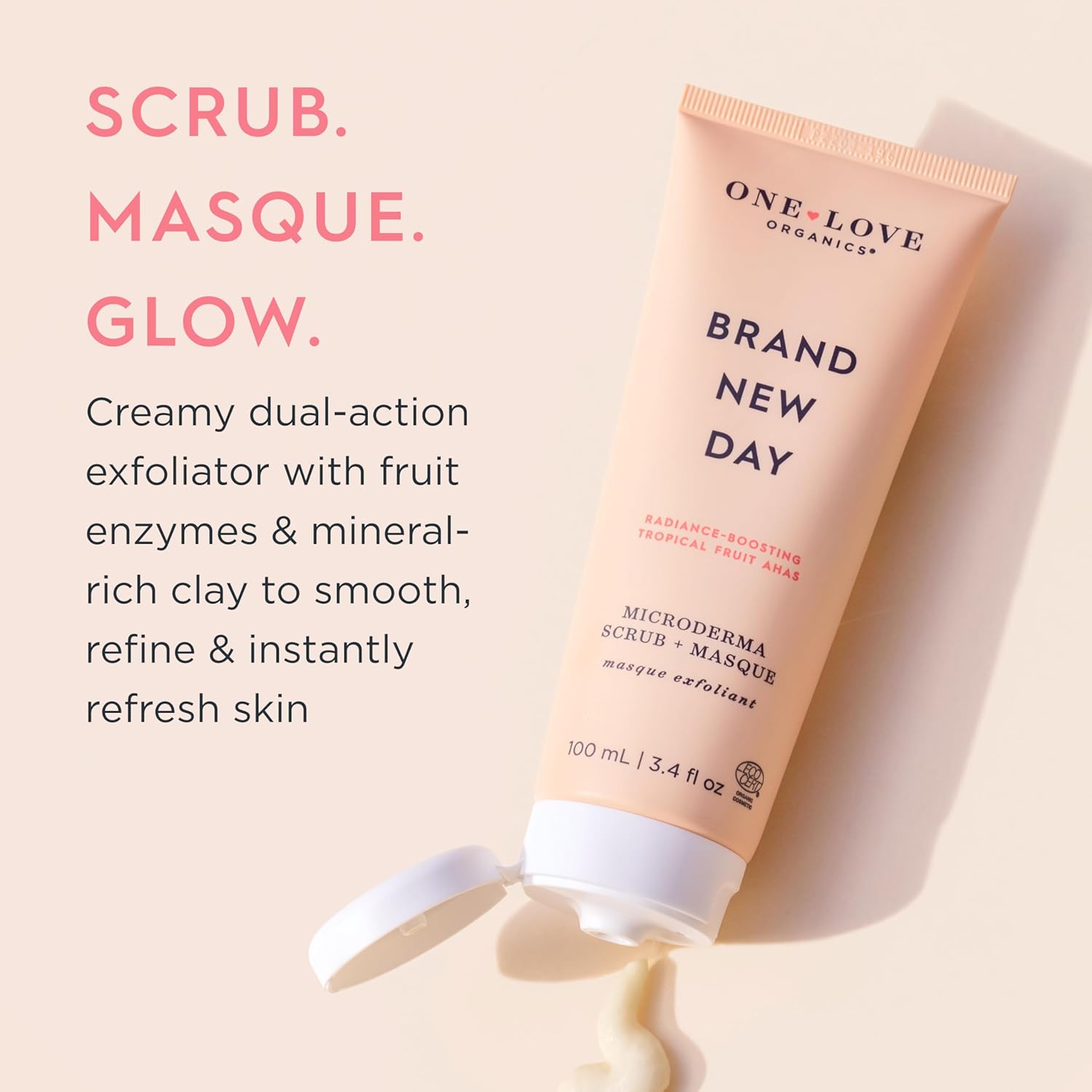 One Love Organics Microderma Scrub & Masque – Exfoliating Face Scrub and Clay Mask for Smooth, Radiant Skin, Certified Organic & Cruelty Free 100 ml - Image 2