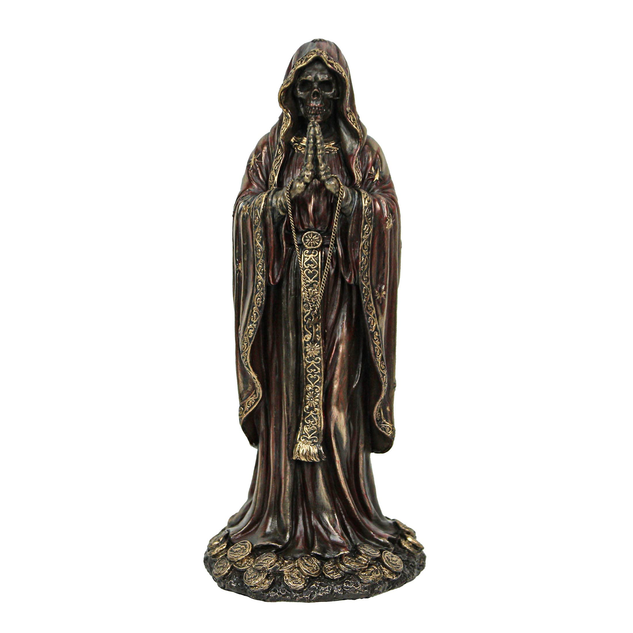 Veronese Design Santa Muerte Rosario Antique Bronze Finish Praying Angel of Death Statue