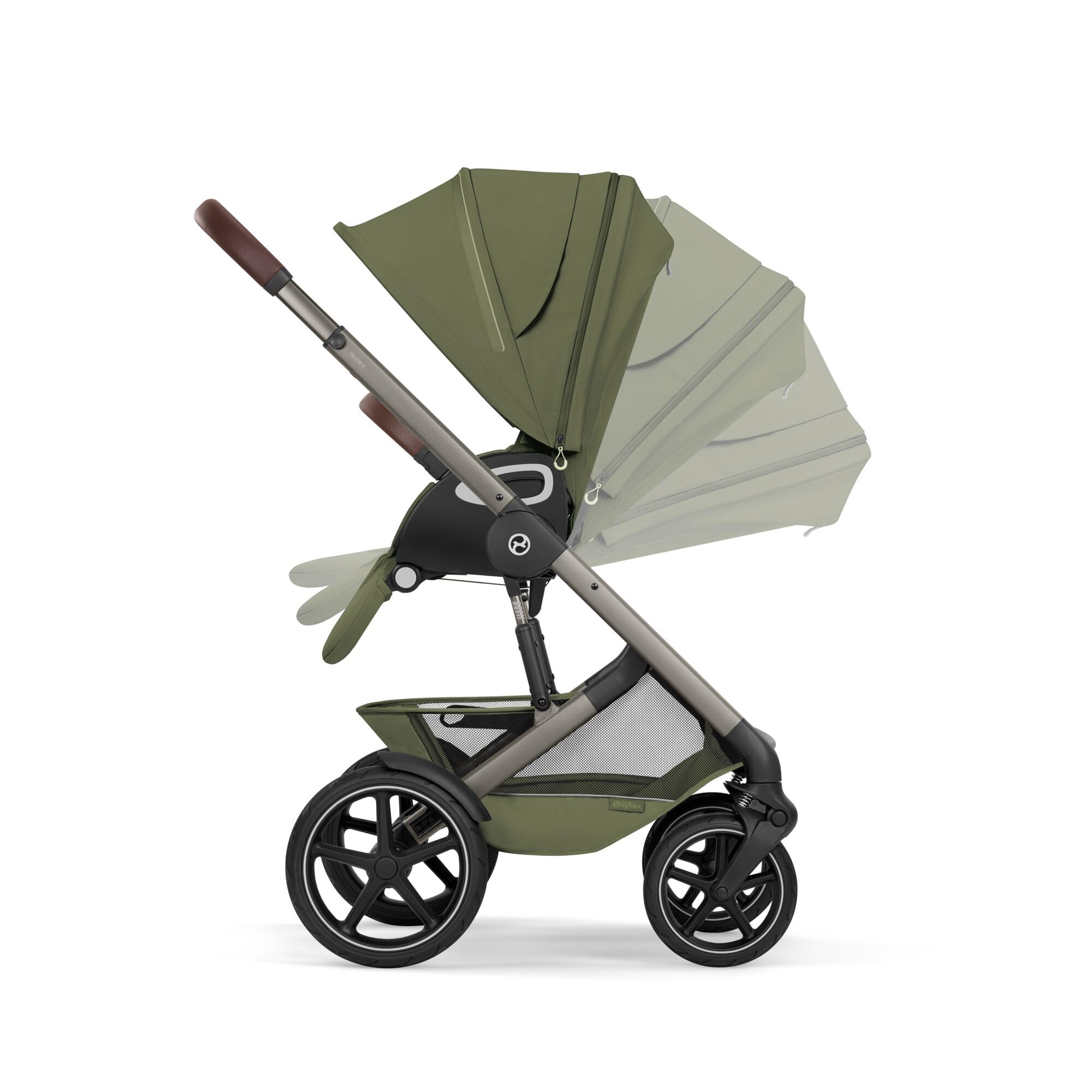 CYBEX Gold Poussette TALOS S LUX & nacelle Fold Cot, Moss Green | De la naissance à 4 ans, jusqu'à 22 kg max, nacelle pliable, système de voyage tout-terrain, capote XXL UPF50+