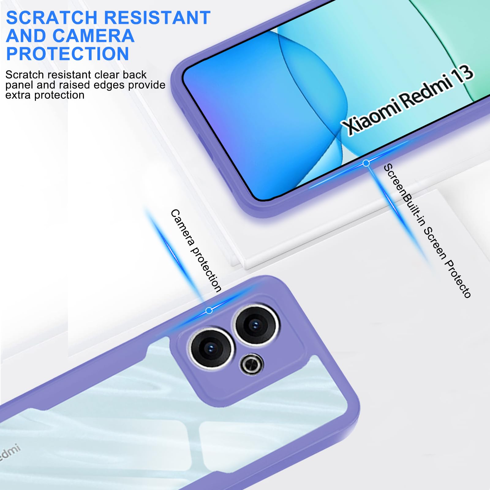 Custodia Cresee Per Xiaomi Redmi 13 4G (2024) - Cover Sottile In TPU Morbido Con Protezione Fotocamera E Strato Interno In Tessuto, Colore Lavanda - 2