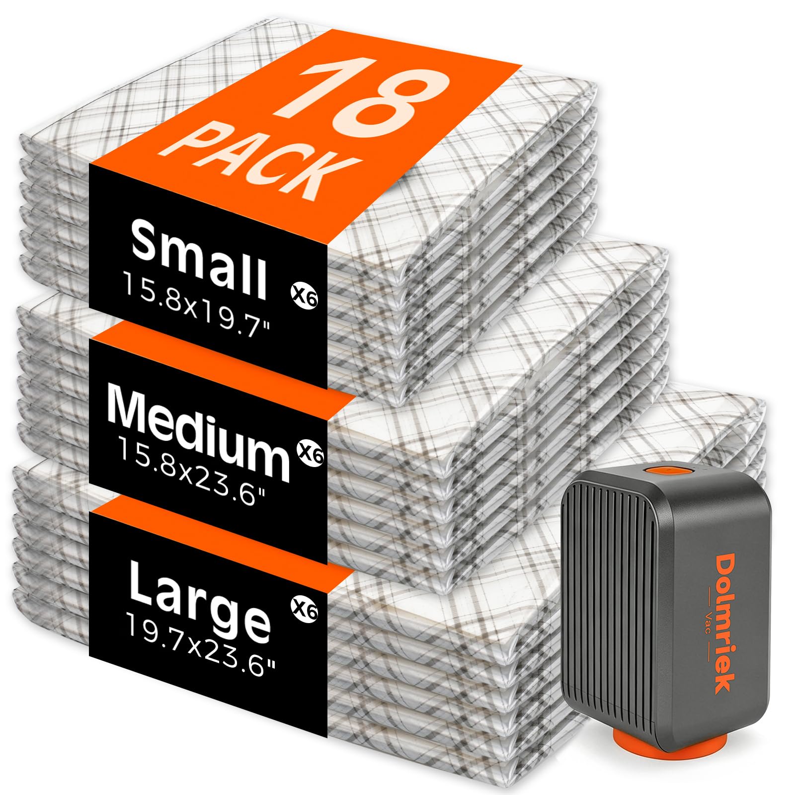 18-Pack Vacuum Seal Bags for Clothing Travel with Cordless Pump