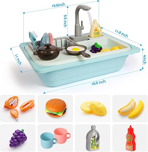 Miniatura 3 de Asweets Juguetes de fregadero de cocina que cambian de color, juguetes para fregadero para niños pequeños con agua corriente, juguetes de juego de