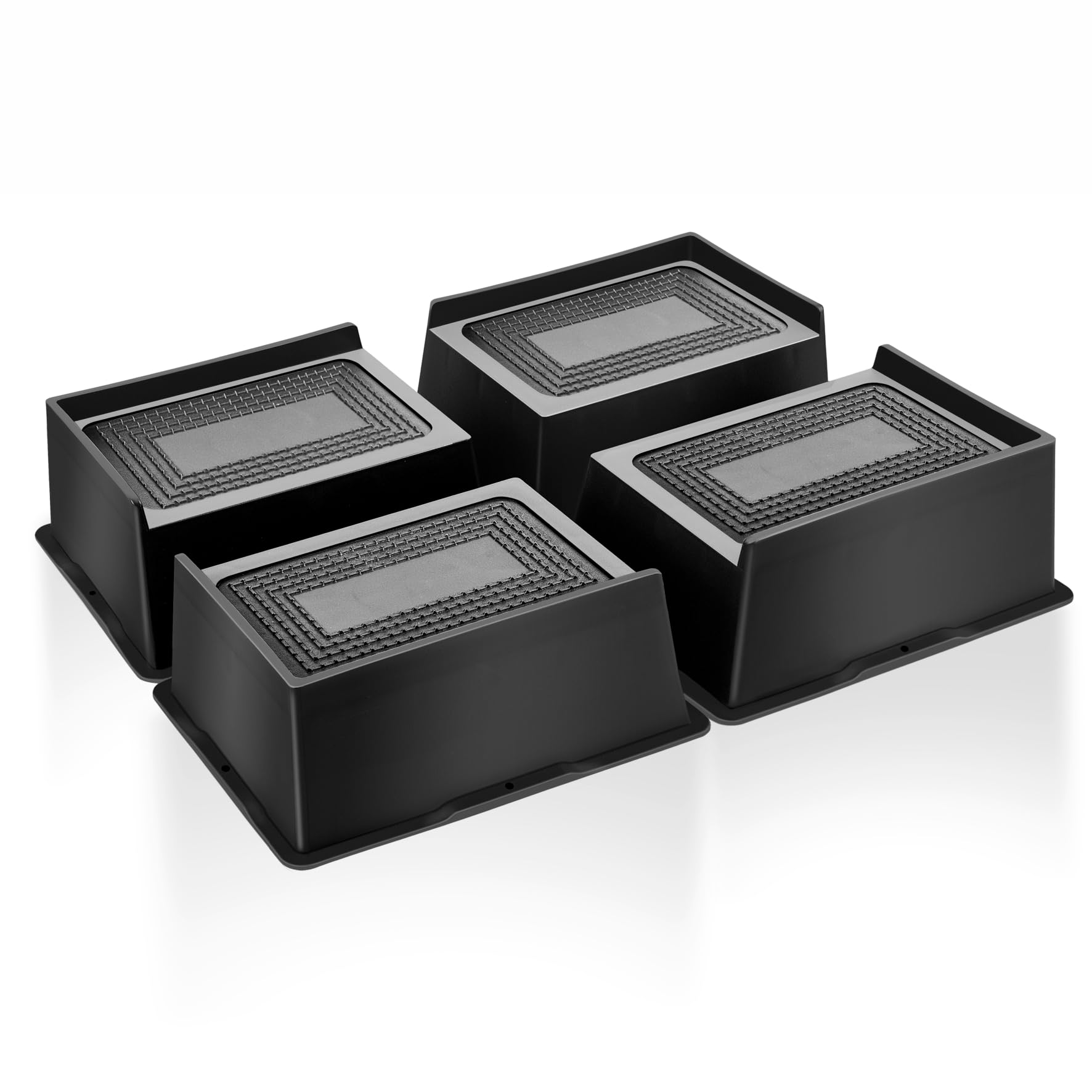 MixDora Bed Risers 2 Inch Rectangular Furniture Risers L-Shape Anti-Slip Sofa Risers for Couches Table Chair 4 Pack Black (4 Pack