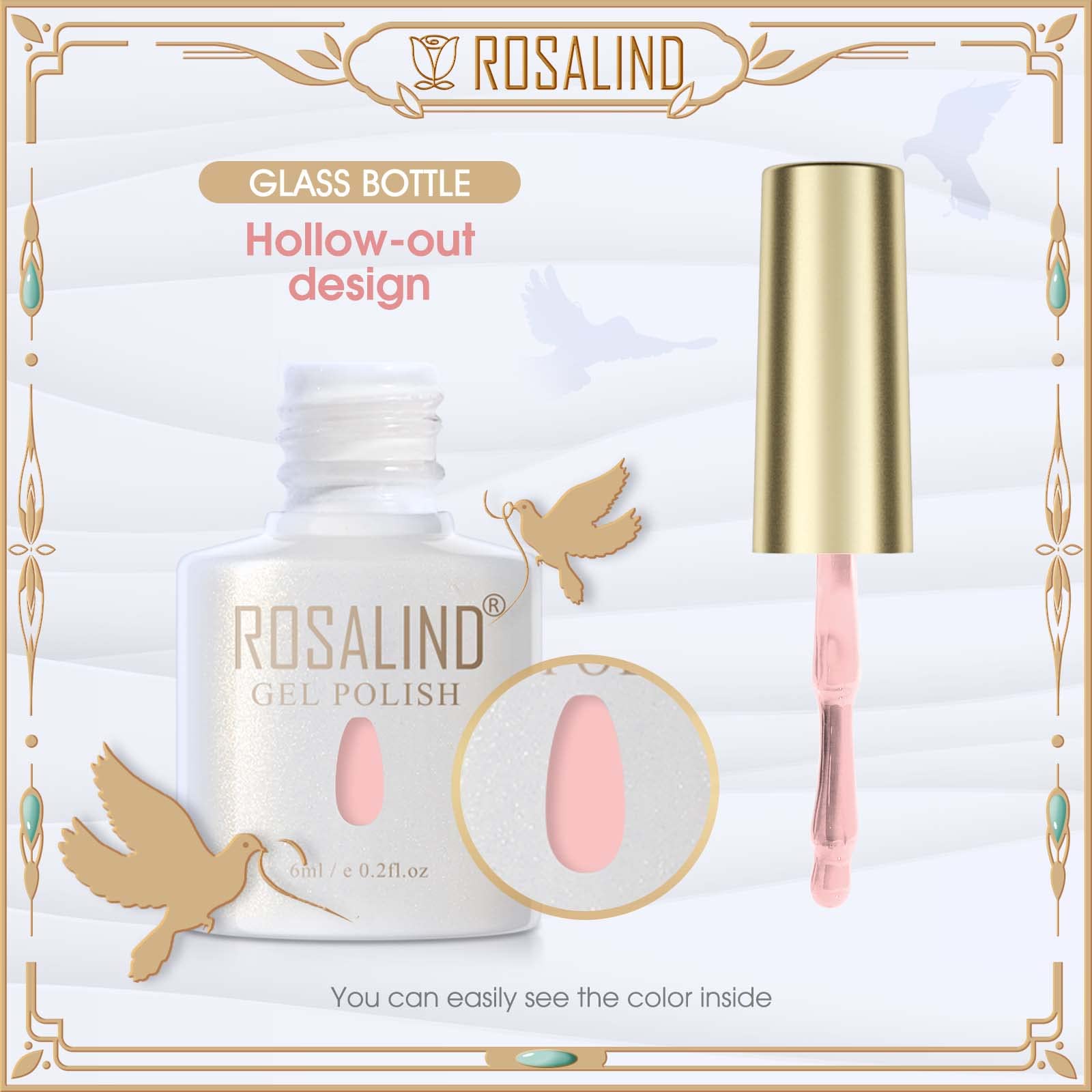 ROSALIND Esmaltes Semipermanentes para Uñas Jelly Rosa Rosa Claro Color Avena 6 Colores Gel Translúcido Clásico Kit Pintauñas Semipermanentes Uñas de Gel UV LED