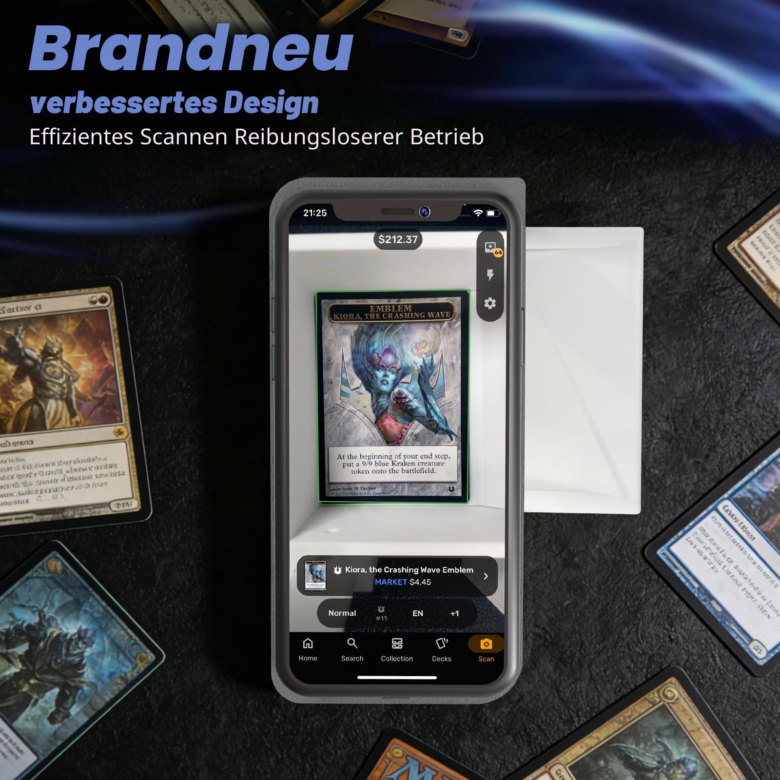 Card Scanner Pro Max - Card Scanner Ständer für MTG & TCG, Scan Sleeved & Unsleeved Sammelkarten, Telefonhalter mit wiederaufladbarem magnetischem Fülllicht, 3 Modi 6 Stufen, MTG Card Scanner Ständer
