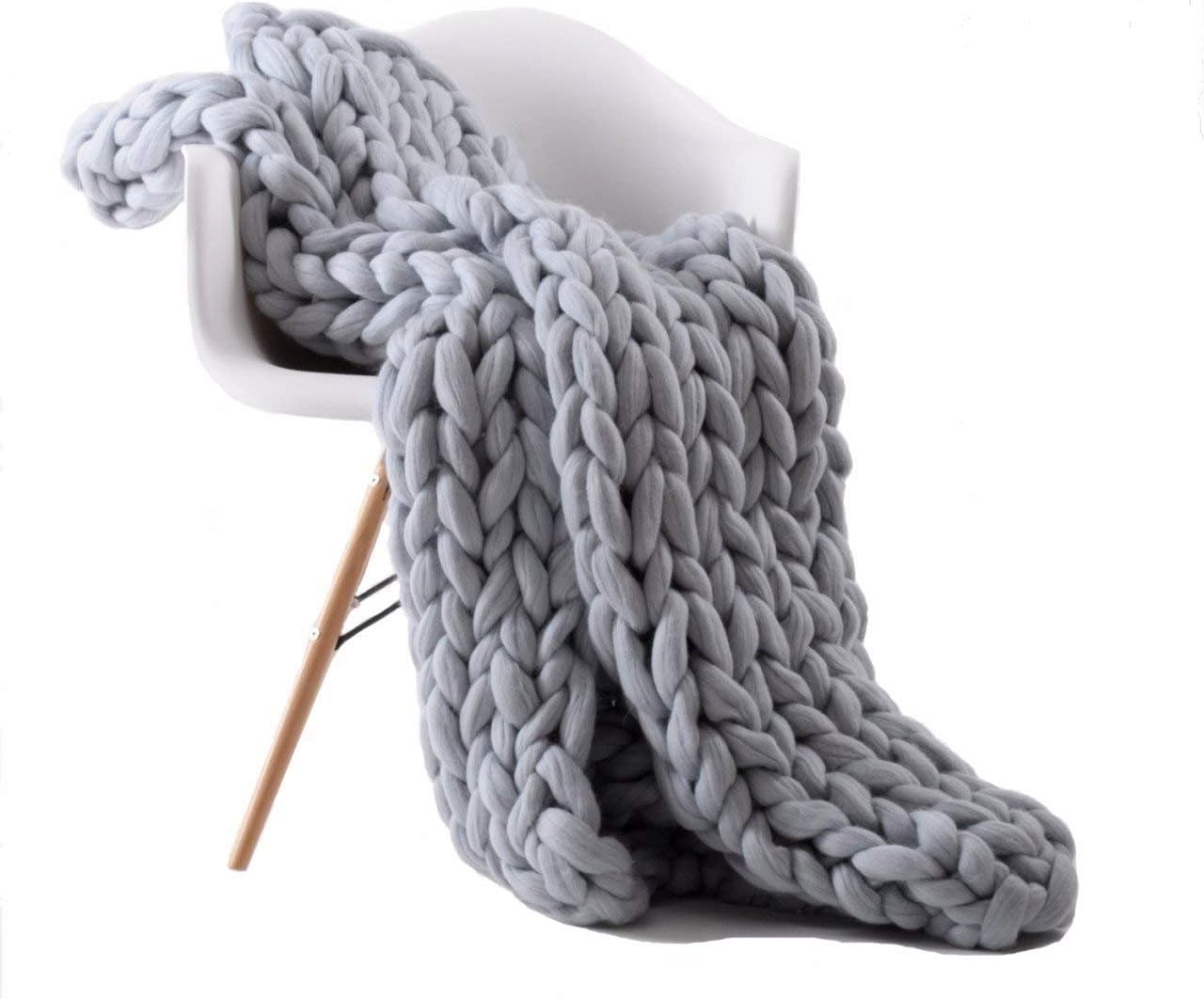 VIYEAR Chunky Knit Blanket Soft Handmade Knitting Throw Bedroom Sofa Decor Super Large Gray 40"x40"