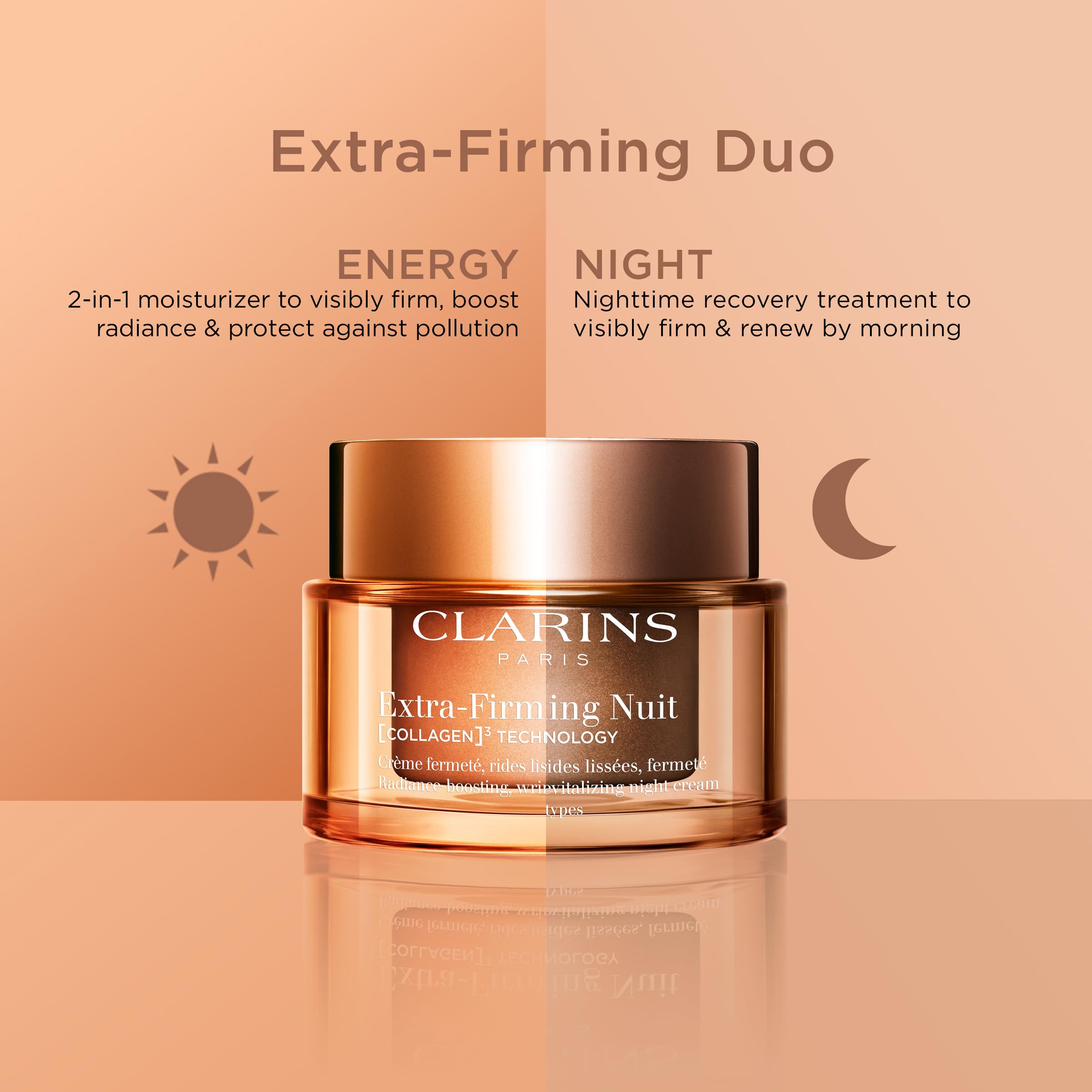 Clarins NEW Extra-Firming Night Moisturizer | Firming and Renewing Anti Aging Night Cream | Contains Collagen Polypeptide, Avocado Peptides & Niacinamide | Refillable | All Skin Types | 1.7 Ounces