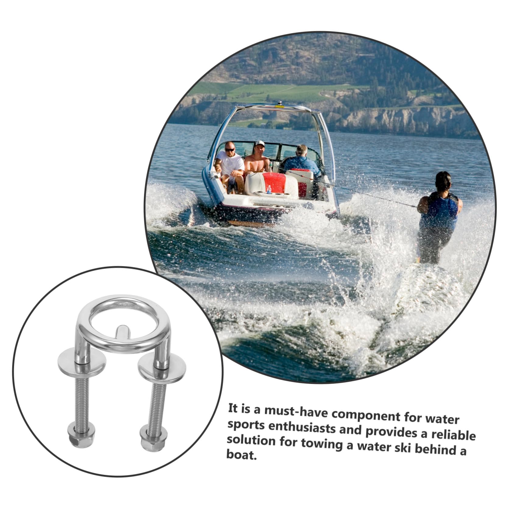 Zerodeko Gancio per Traino Sci Nautico per Sci da Barca in Acciaio Inossidabile Marino Resistente 62mm Accessorio per Sport Acquatici e Barche