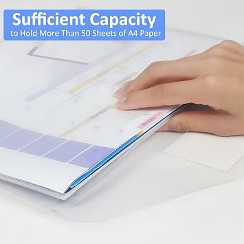 Pack of 10 A4 Document Wallets Waterproof Document Folders A4 Portfolio Folders with Label Pocket Folders for Documents Organising Office Supplies Homework (Transparent)
